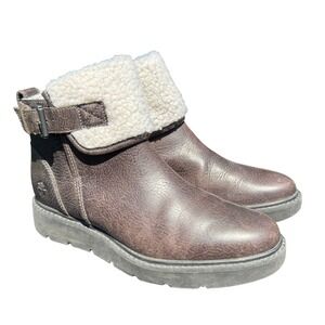 Timberland Kenniston Shearling Cuff Ankle Boots Leather Brown Fleece‎ Lined 6.5
